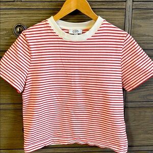 COS Striped Red and White Short Sleeve Tee